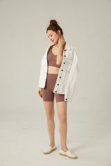 Salisa - Noho Oversized Denim Jacket in White