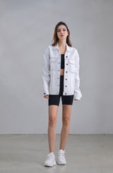 Salisa - Noho Oversized Denim Jacket in White