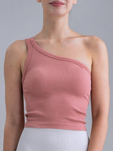 Nikibiki - Solid One Shoulder Crop Top in Ash Rose