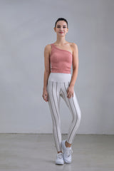 Avocado - Lurex Pinstripe Legging in White