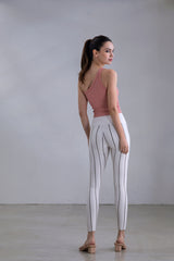 Avocado - Lurex Pinstripe Legging in White