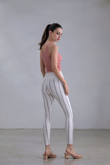 Avocado - Lurex Pinstripe Legging in White