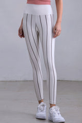 Avocado - Lurex Pinstripe Legging in White