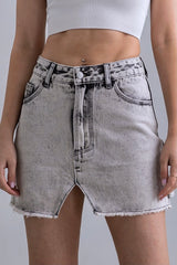 YUYU - Don't Care Denim Skirt in Grey