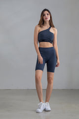 YUYU - Jungle Asymmetric Logo Padded Bra in Navy