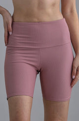 Onzie - Ribbed Mini Biker Shorts in Antique Rose