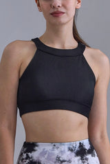 Onzie - Ribbed High Neck Crop Top in Black