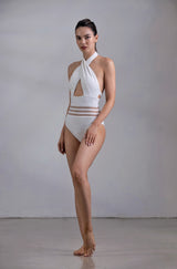 Wiskii - Element Lace Stitching Swimsuit in White