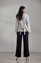 Salisa - Loose-Fit Blazer in Light Teal Grey & Black