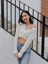 GYM & TONIC - Snowflakes Distressed Knit Cardigan in White