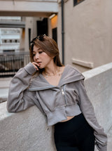 GYM & TONIC - Charcoal Riding Hood Zip Hoodie