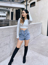 Wiskii - Seamless Open Back Long Sleeves Padded Top in Dawn