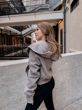 GYM & TONIC - Charcoal Riding Hood Zip Hoodie