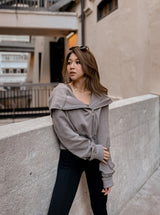 GYM & TONIC - Charcoal Riding Hood Zip Hoodie