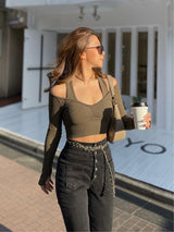 Wiskii - Carol Seamless Long-Sleeve Padded Top in Olive Green