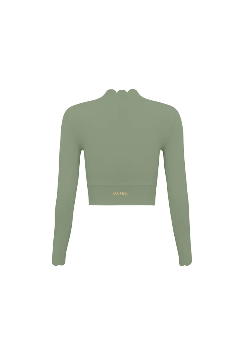 Wiskii - Scallop Long Sleeve Bra in Sage Green