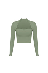 Wiskii - Scallop Long Sleeve Bra in Sage Green