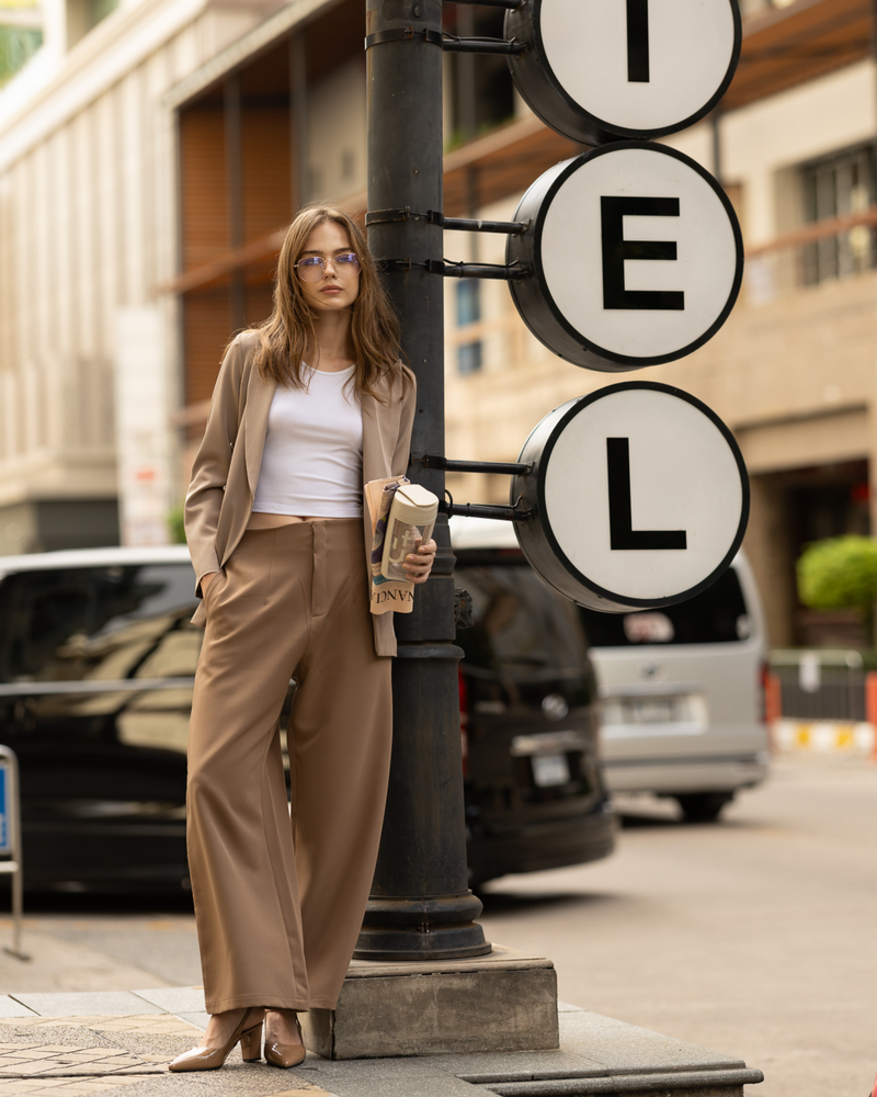 TIANA - Kyrah Double-Breasted Blazer in Hazelnut