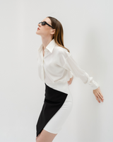 TIANA - Two-Tone Asymmetric Skirt in Black & White