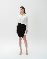 TIANA - Two-Tone Asymmetric Skirt in Black & White