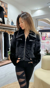 GYM & TONIC - Black Fur Zip Jacket