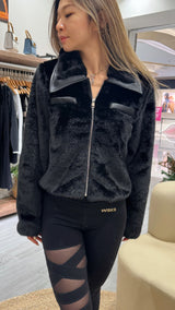 GYM & TONIC - Black Fur Zip Jacket