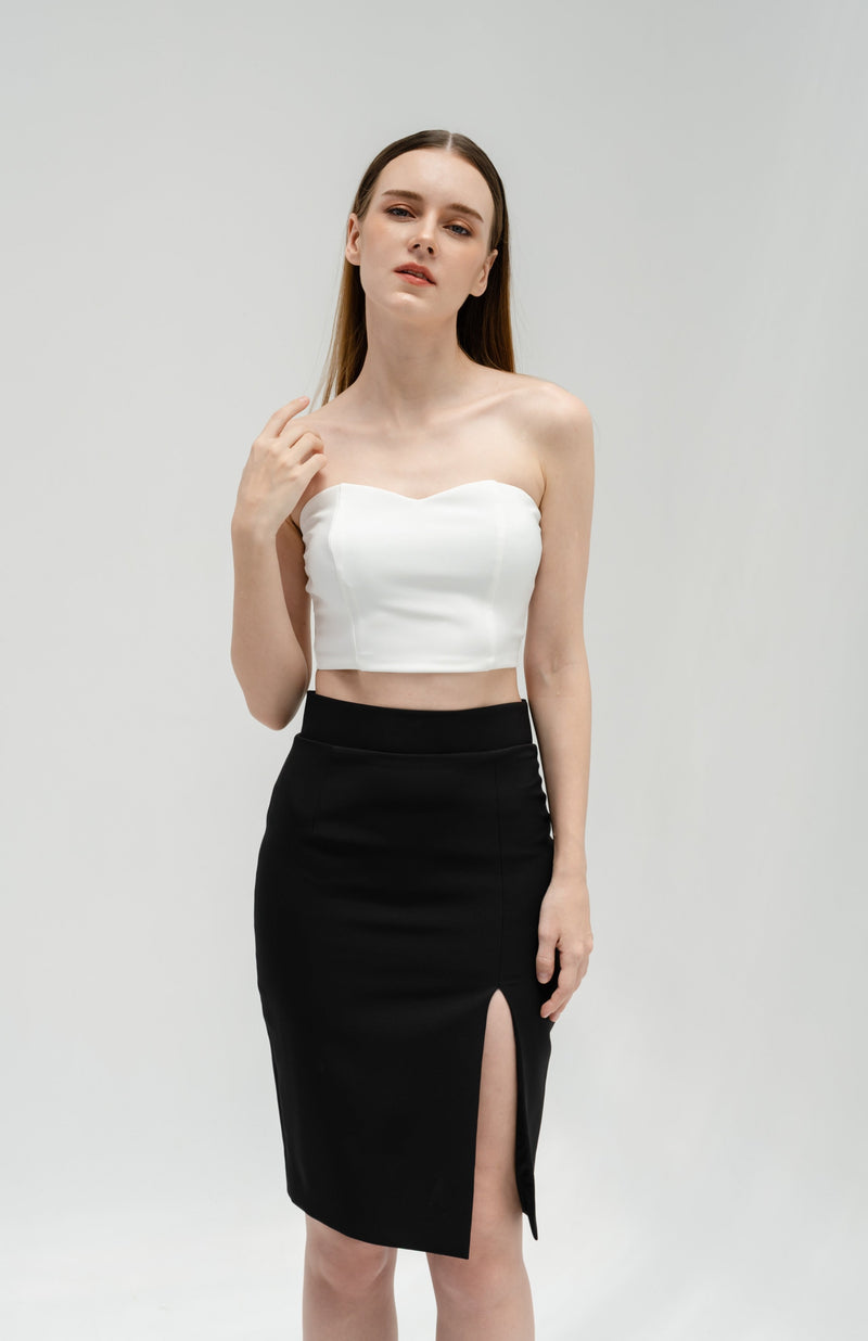TIANA - High Slit Pencil Skirt in Black