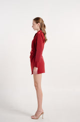TIANA - SHEA SATIN SHIRT DRESS IN RED