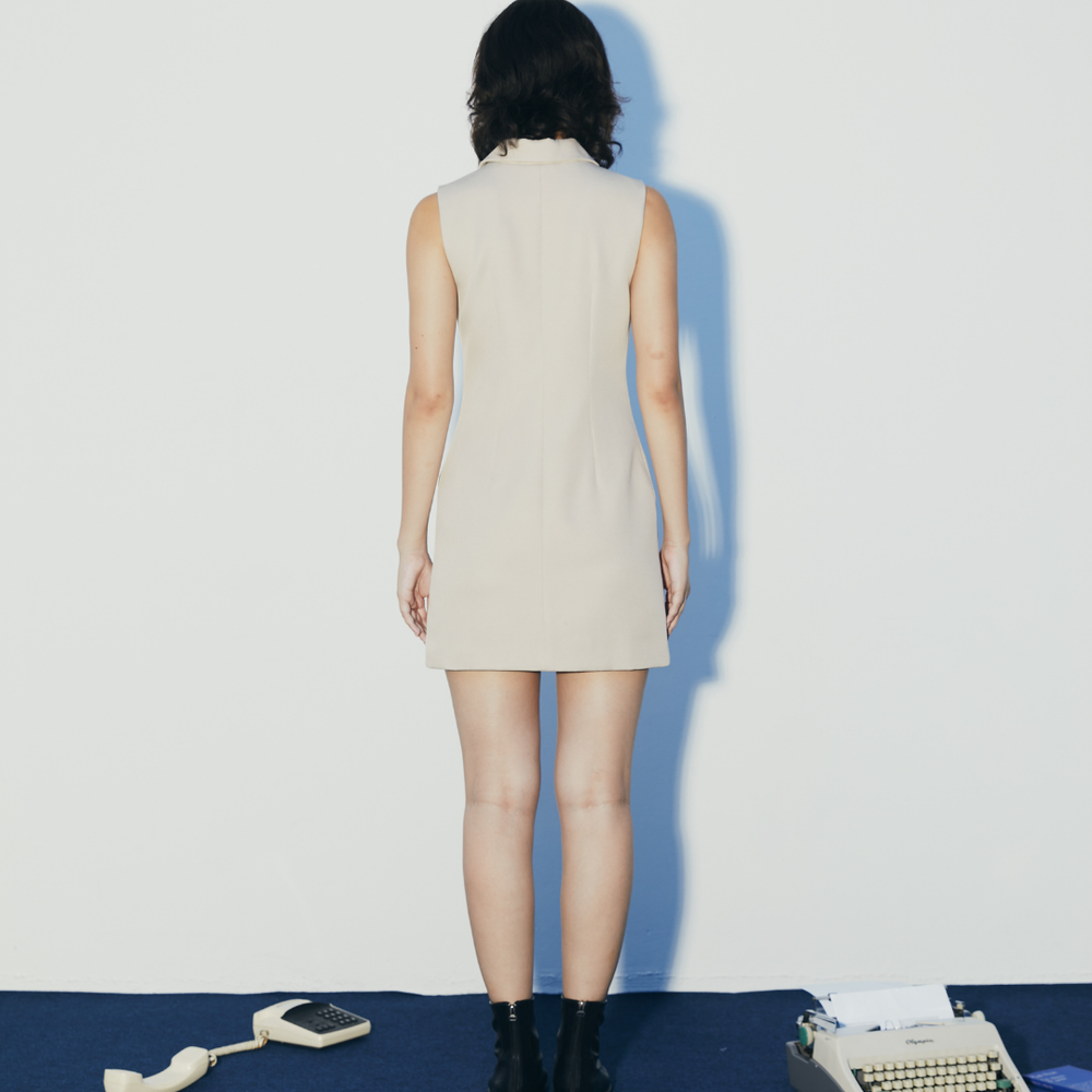 TIANA - Mademoiselle Sleeveless Blazer Dress in Beige  Gym & Tonic