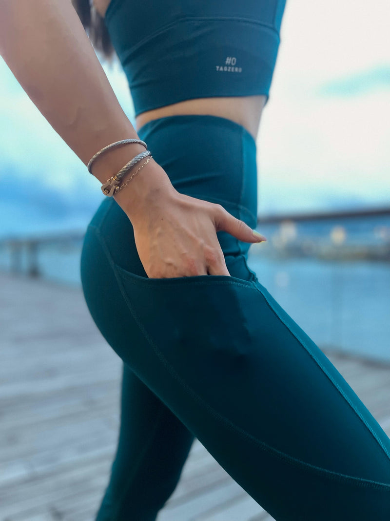 Tag Zero -  High Waist Pocket Leggings in Turquoise