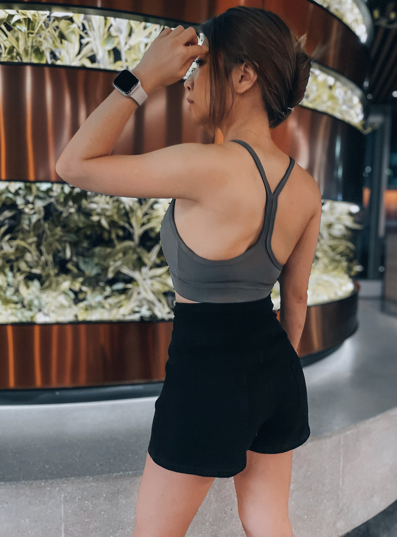Tag Zero - Open Back Crop Tank with Sports Bra in Military Green