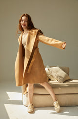 LIT - Hooded Belt Mid-length Wool Coat