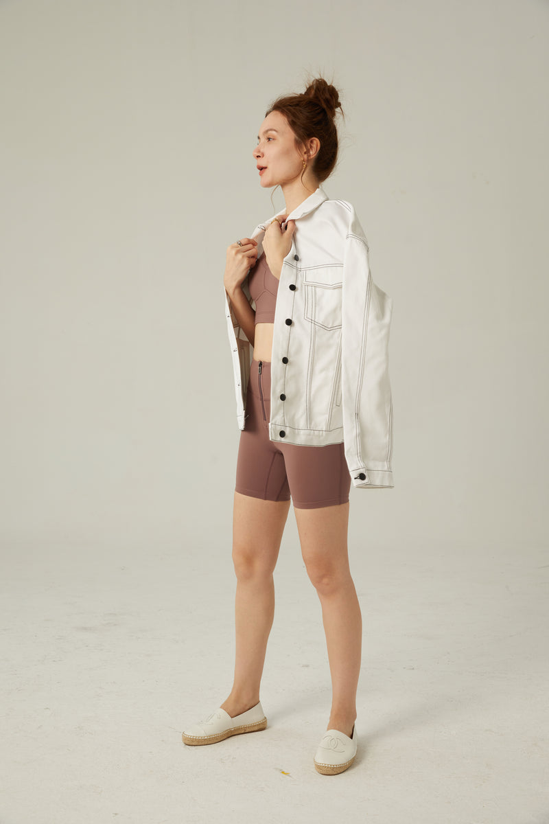 Salisa - Noho Oversized Denim Jacket in White