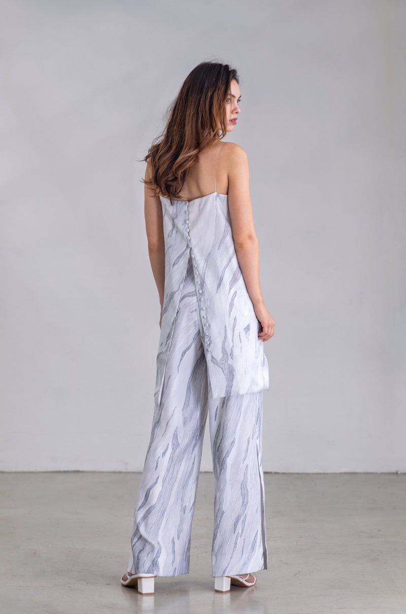 Salisa - Black & White Print Sleeveless Long Top