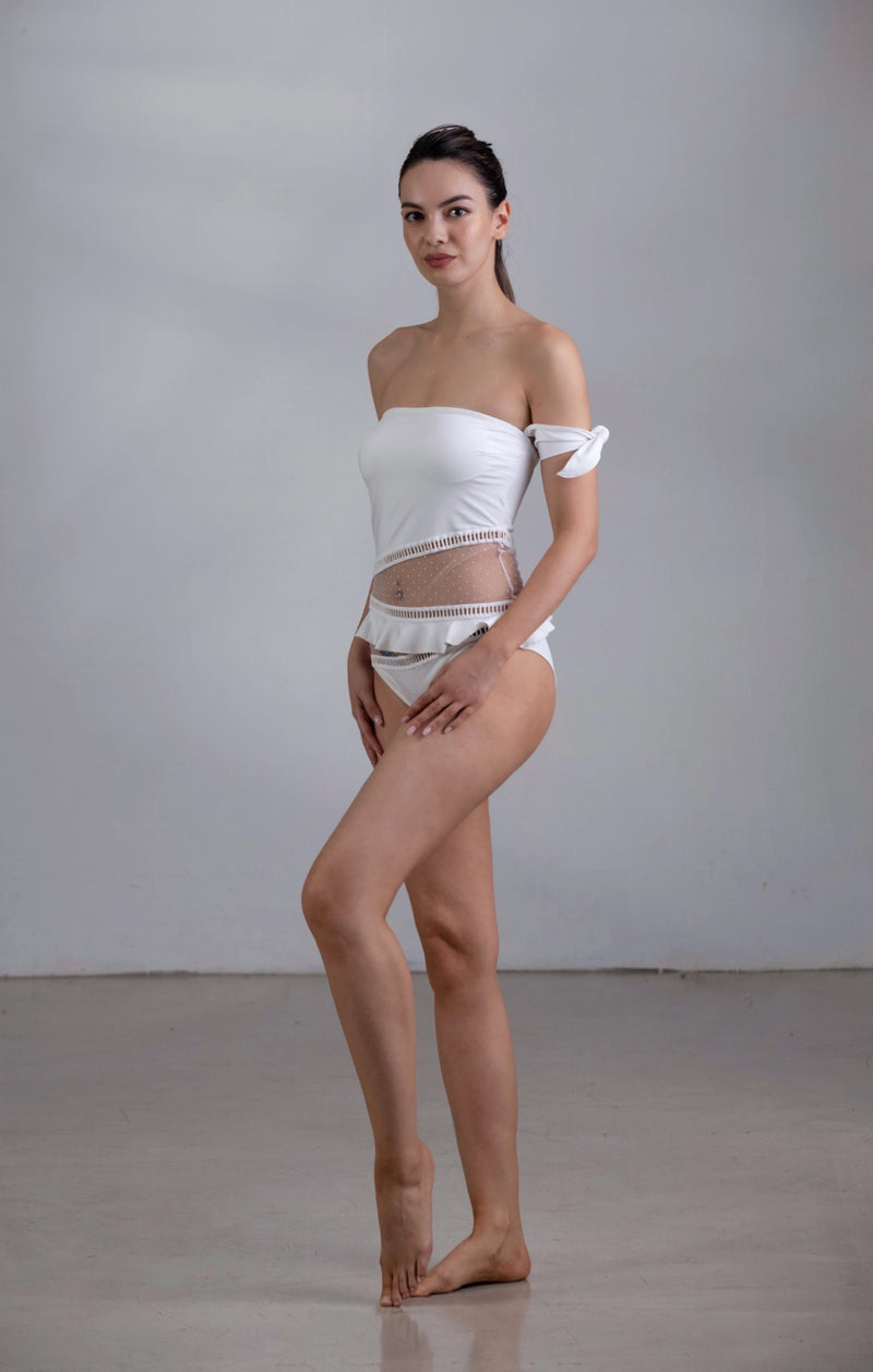 Wiskii - Mesh One-Piece Swimsuit in White