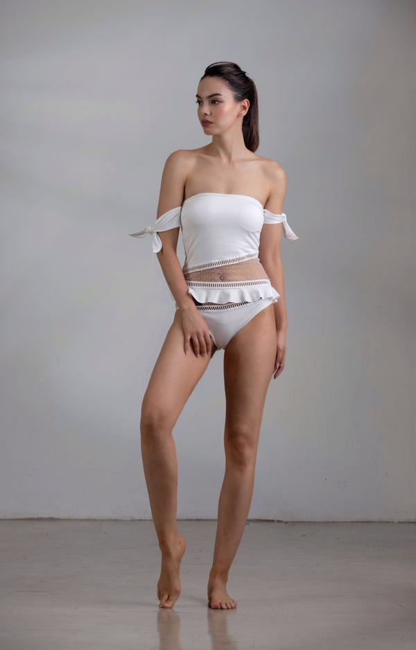 Wiskii - Mesh One-Piece Swimsuit in White