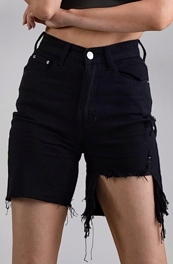 YUYU - Boys Are Whatever Asymmetric Denim Shorts